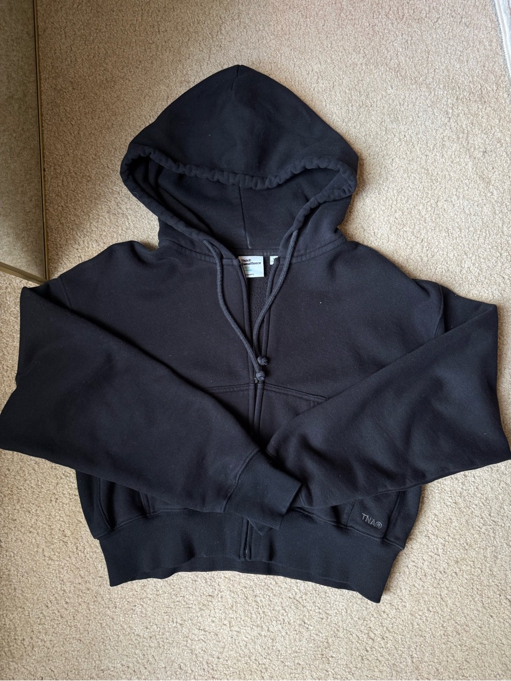 Aritzia Black Cropped Hoodie Sweatshirt
